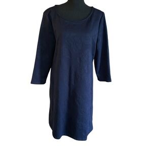 MSK Navy Blue Textured Sheath Dress with 3/4 Sleeves – Size XL